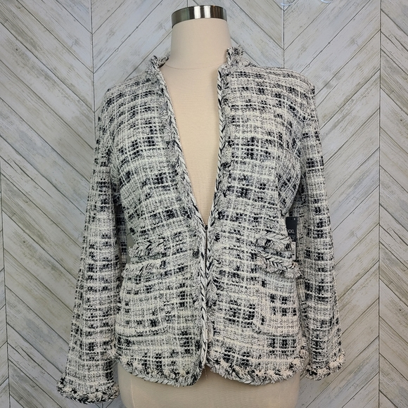 Nic + Zoe Marybeth Fringe Mix Tweed Jacket XXL - Picture 3 of 10